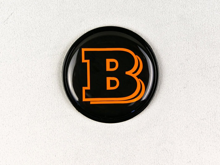 Hood Scoop Black Metal Badge Orange Brabus Logo Emblem 55mm for Mercedes-Benz G-Class W463 W463A